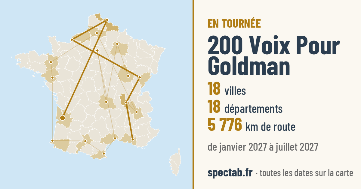 Carte de la tournée de 200 Voix Pour Goldman