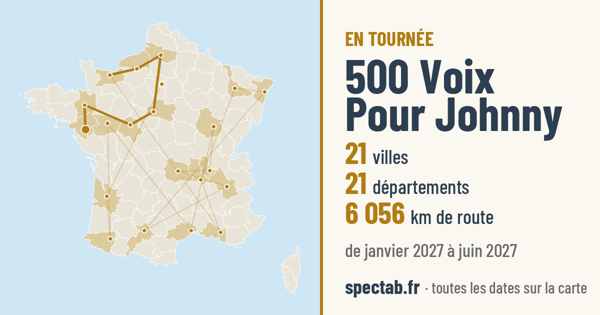 Carte de la tournée de 500 Voix Pour Johnny