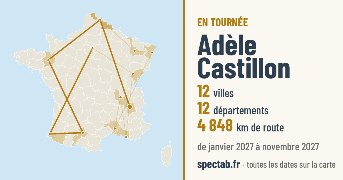 Carte de la tournée de Adèle Castillon