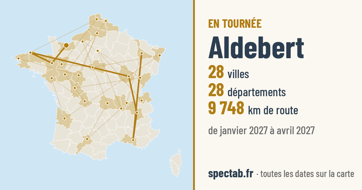 Carte de la tournée de Aldebert