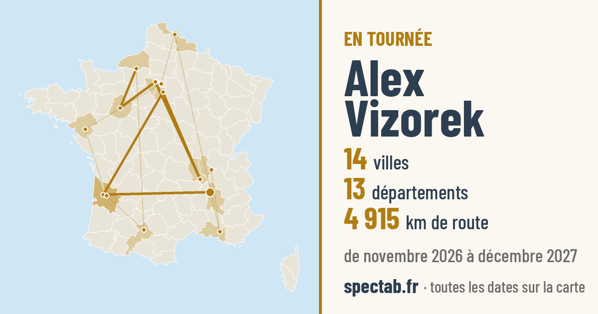 Carte de la tournée de Alex Vizorek