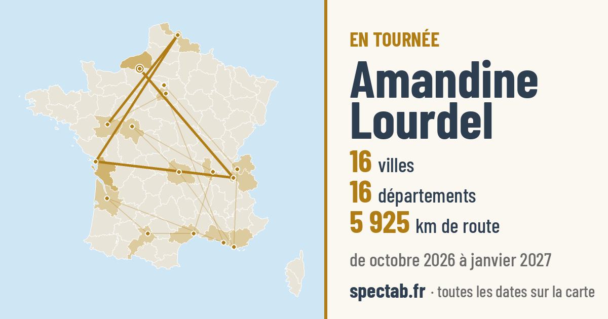 Carte de la tournée de Amandine Lourdel