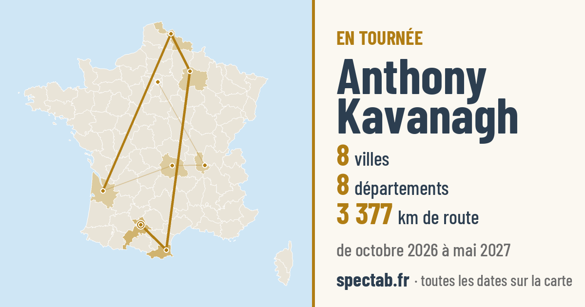 Carte de la tournée de Anthony Kavanagh
