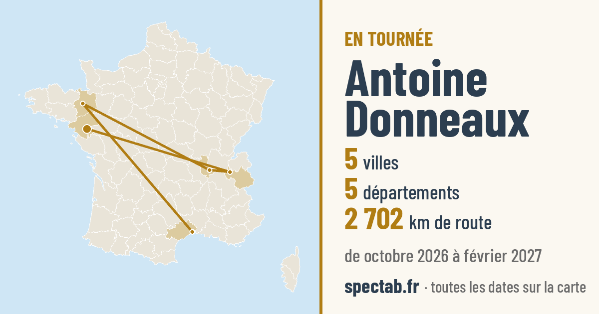 Carte de la tournée de Antoine Donneaux