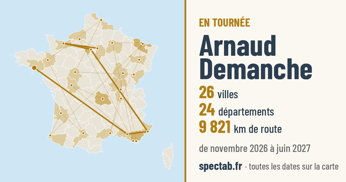 Carte de la tournée de Arnaud Demanche