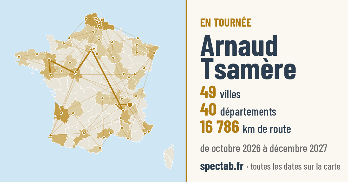 Carte de la tournée de Arnaud Tsamère