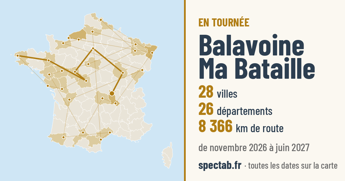 Carte de la tournée de Balavoine Ma Bataille