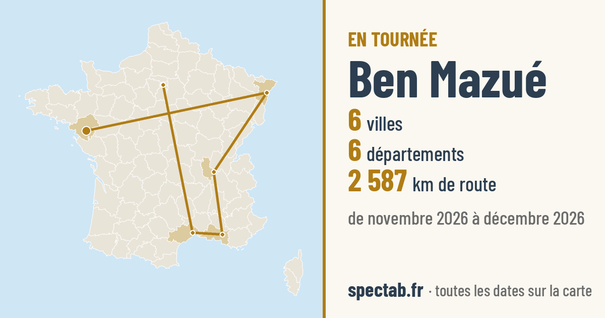 Carte de la tournée de Ben Mazué