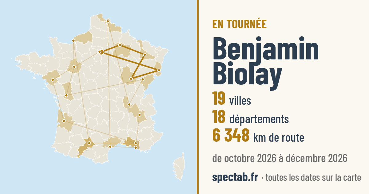 Carte de la tournée de Benjamin Biolay