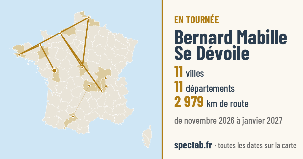 Carte de la tournée de Bernard Mabille Se Dévoile