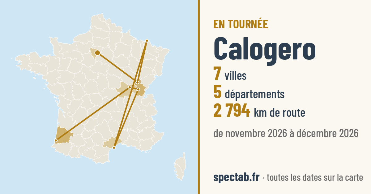 Carte de la tournée de Calogero