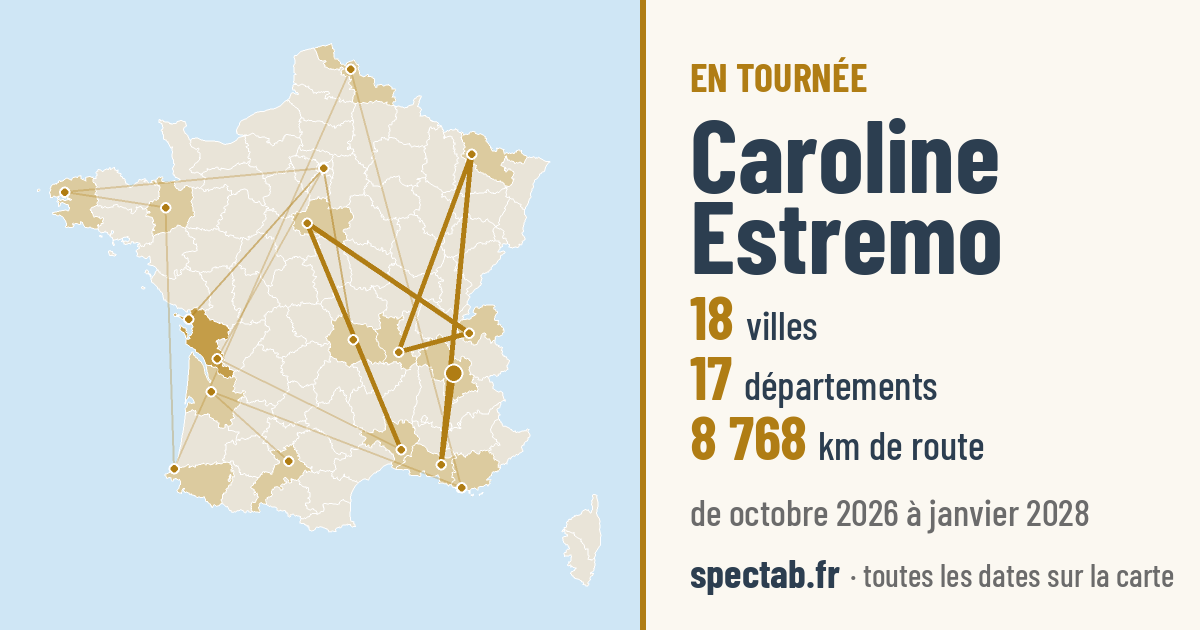 Carte de la tournée de Caroline Estremo