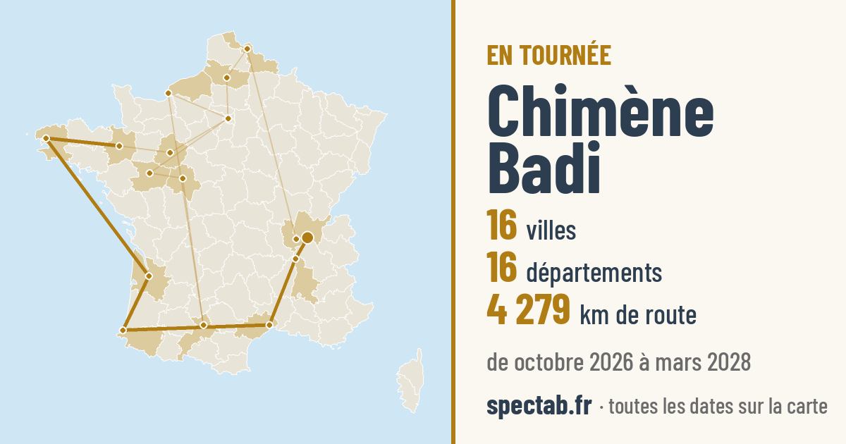 Carte de la tournée de Chimène Badi