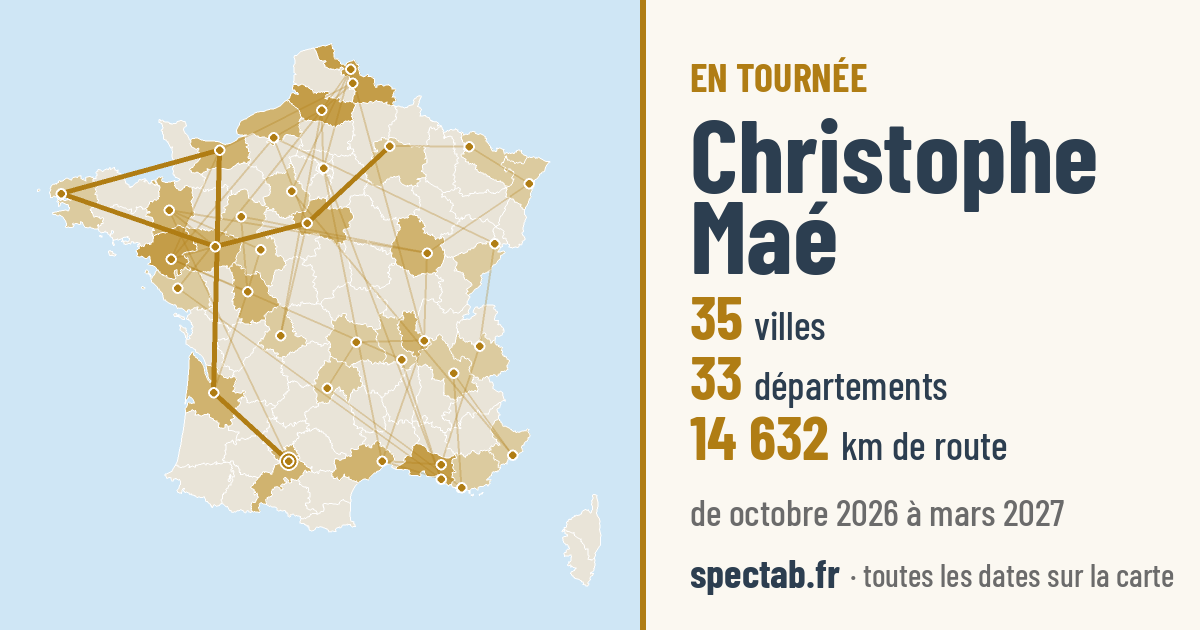 Carte de la tournée de Christophe Maé