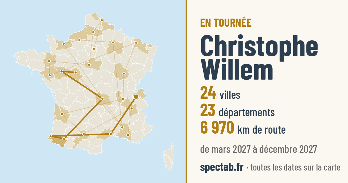 Carte de la tournée de Christophe Willem
