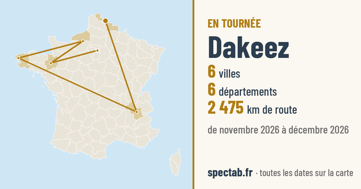 Carte de la tournée de Dakeez
