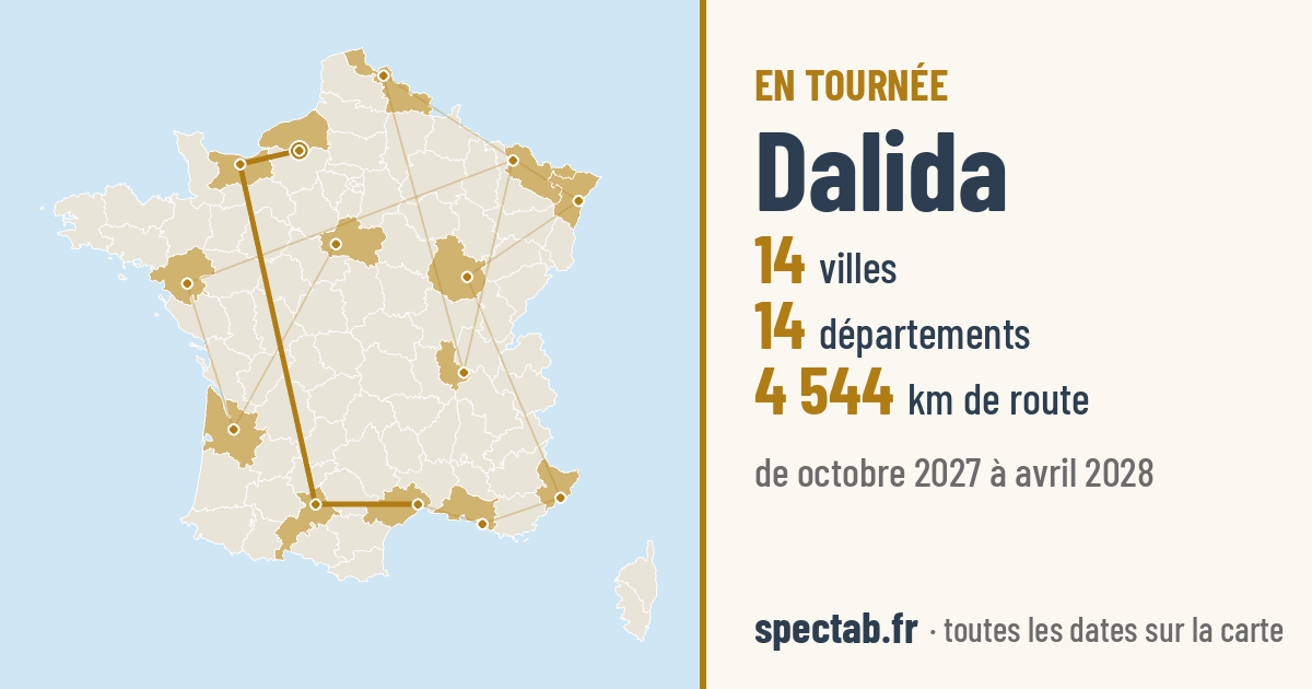 Carte de la tournée de Dalida
