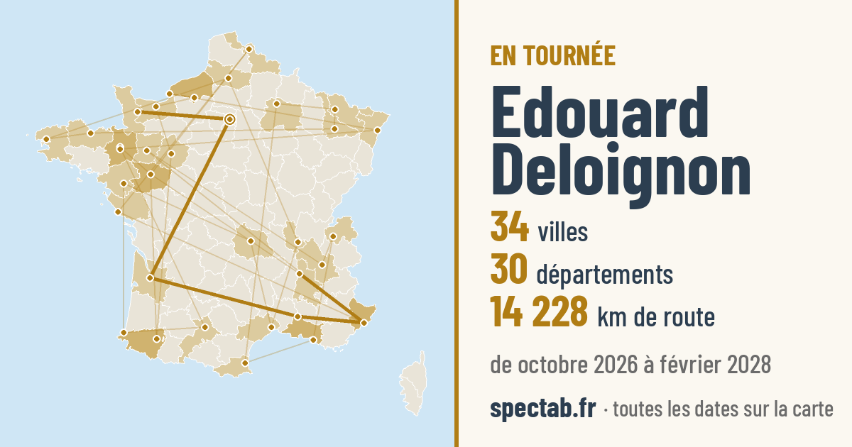 Carte de la tournée de Edouard Deloignon