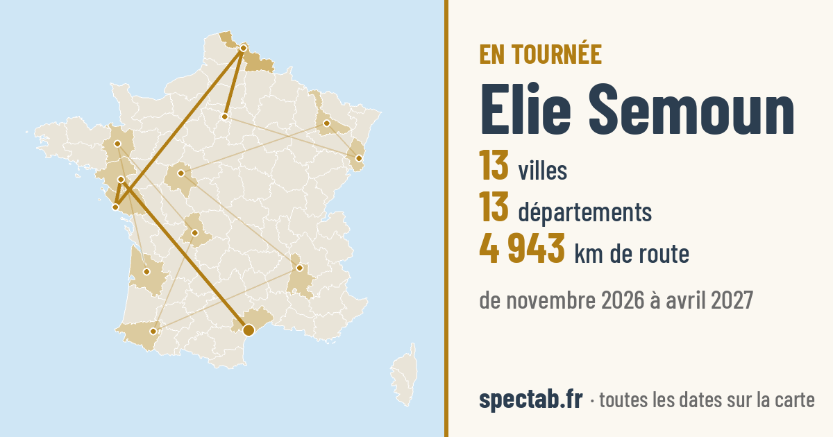 Carte de la tournée de Elie Semoun