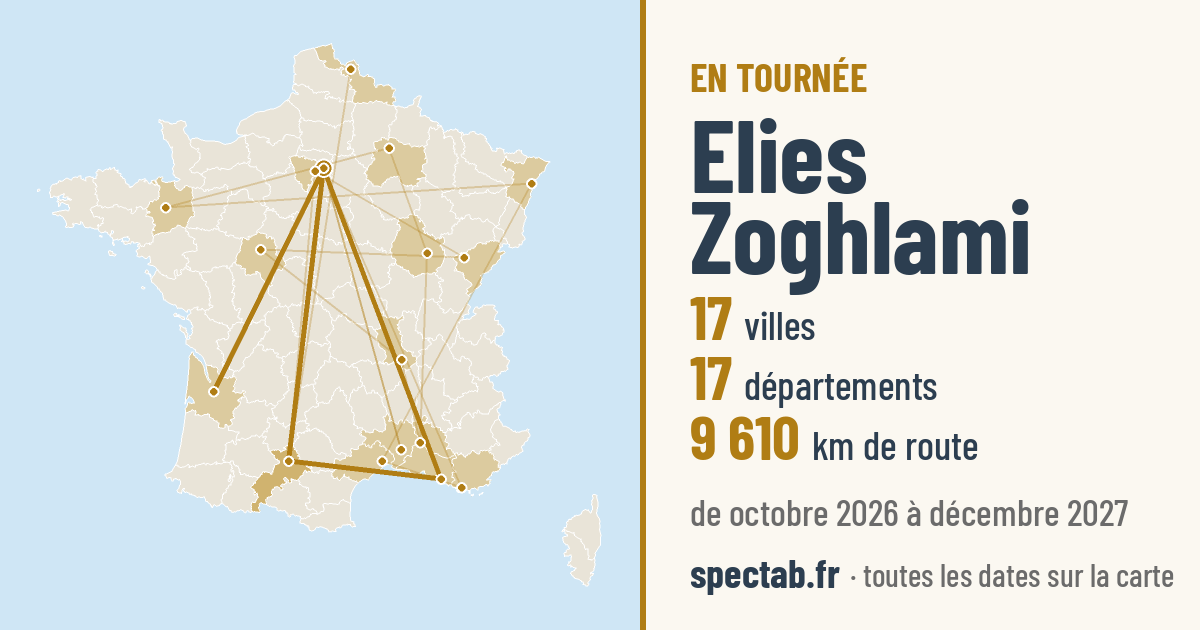 Carte de la tournée de Elies Zoghlami
