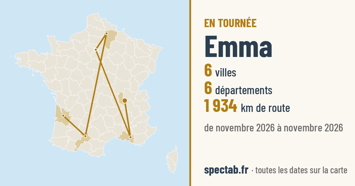 Carte de la tournée de Emma