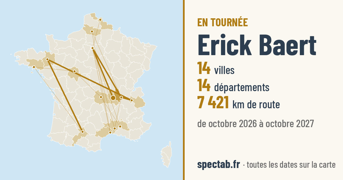 Carte de la tournée de Erick Baert