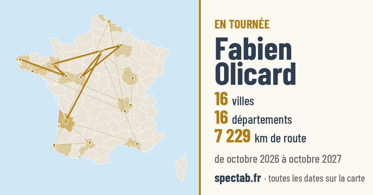 Carte de la tournée de Fabien Olicard