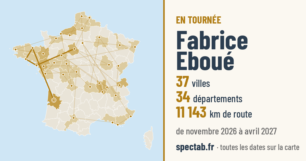 Carte de la tournée de Fabrice Eboué