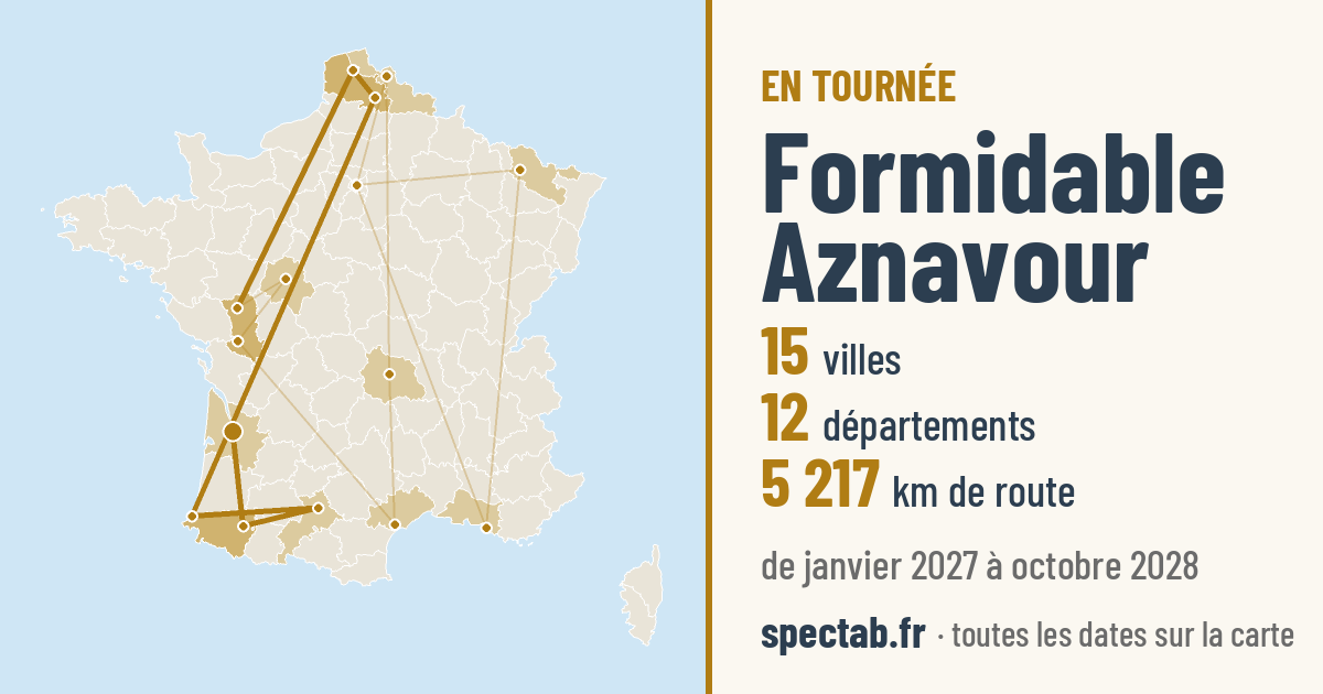 Carte de la tournée de Formidable Aznavour