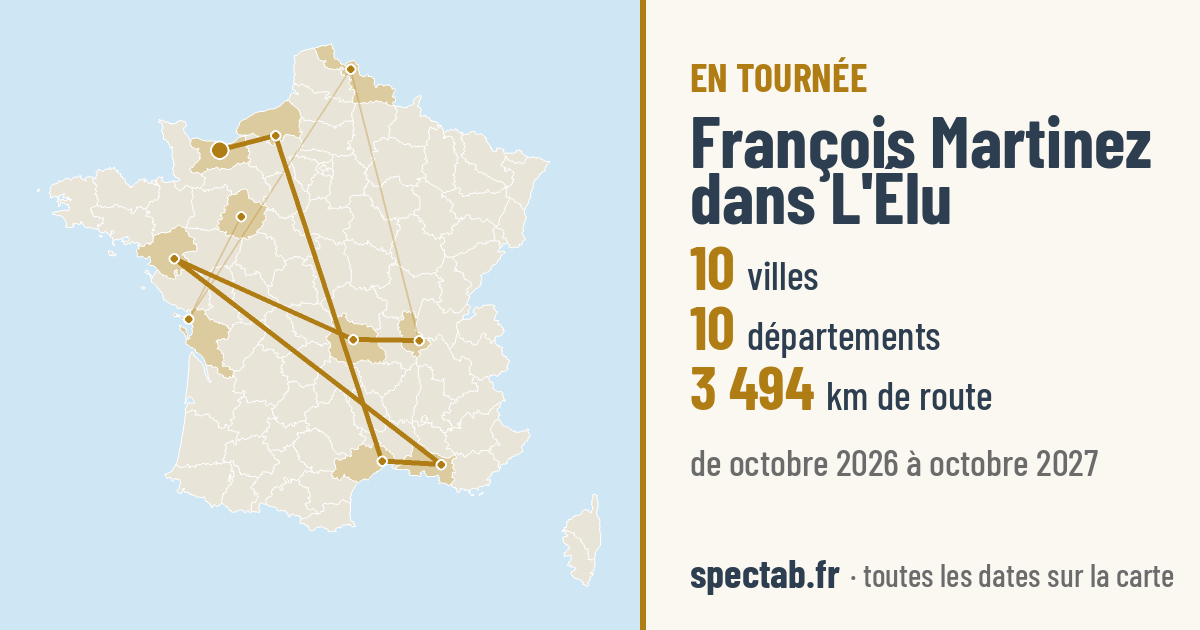 Carte de la tournée de François Martinez dans L'Élu