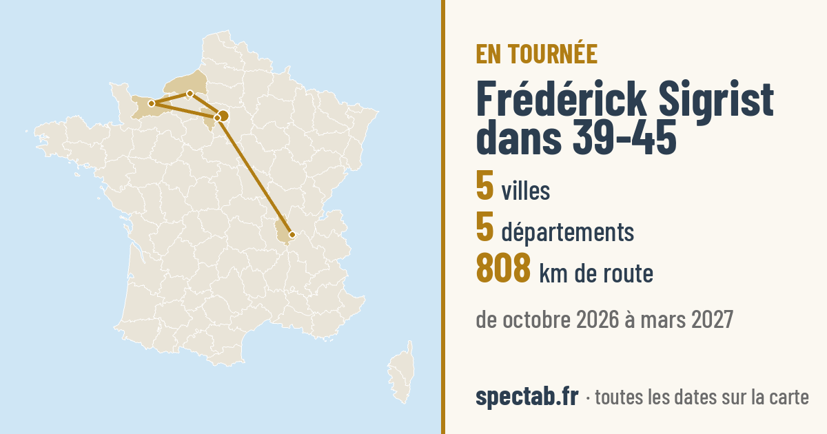 Carte de la tournée de Frédérick Sigrist dans 39-45