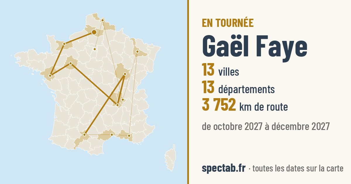Carte de la tournée de Gaël Faye