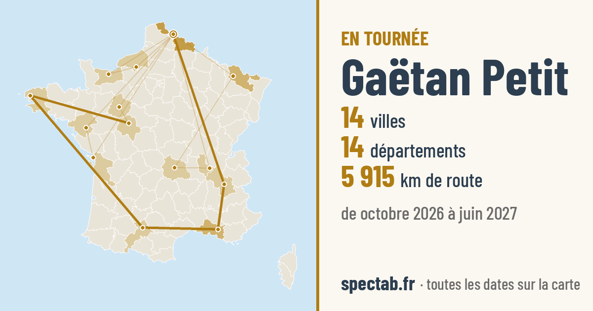 Carte de la tournée de Gaëtan Petit