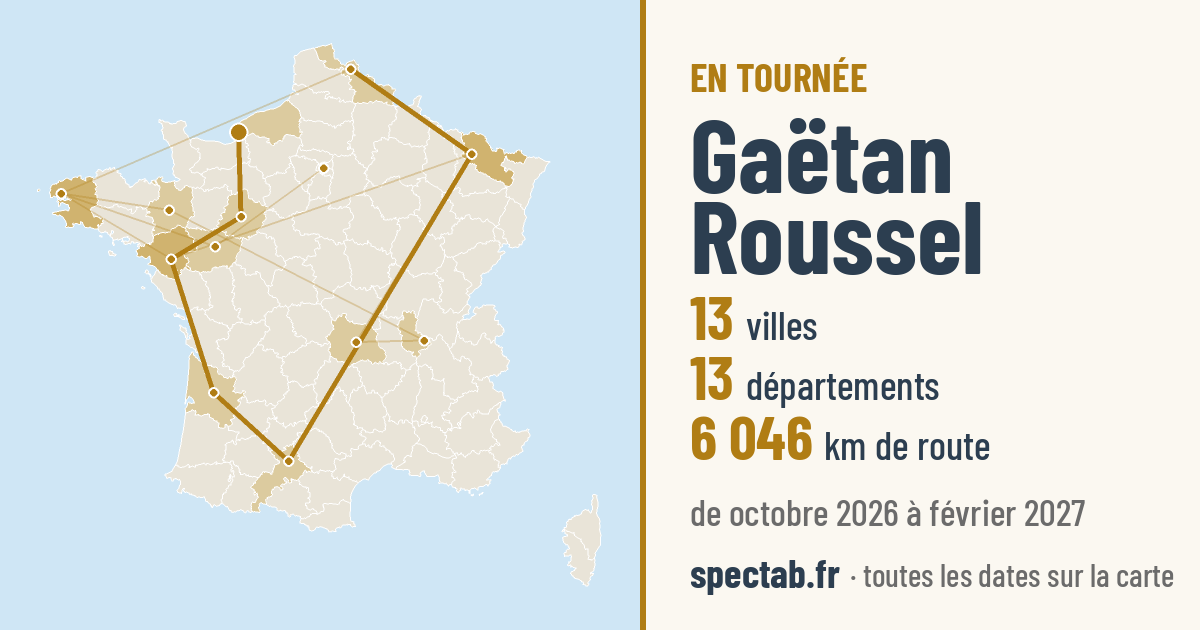 Carte de la tournée de Gaëtan Roussel