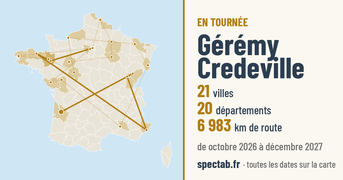 Carte de la tournée de Gérémy Credeville