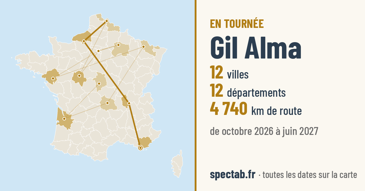 Carte de la tournée de Gil Alma
