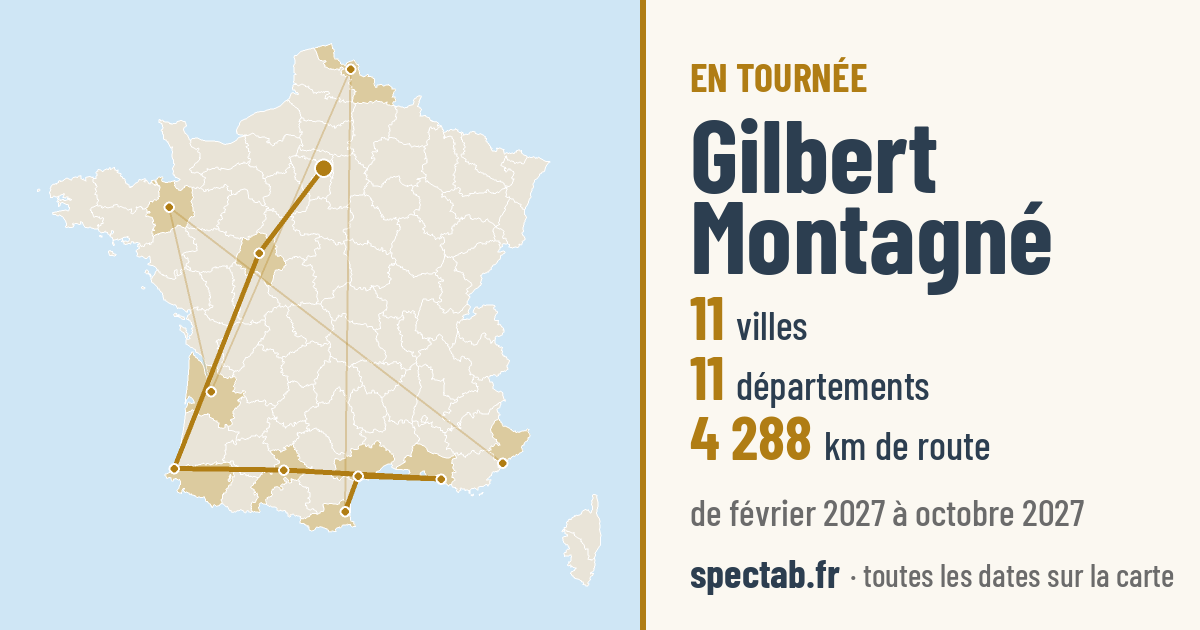 Carte de la tournée de Gilbert Montagné