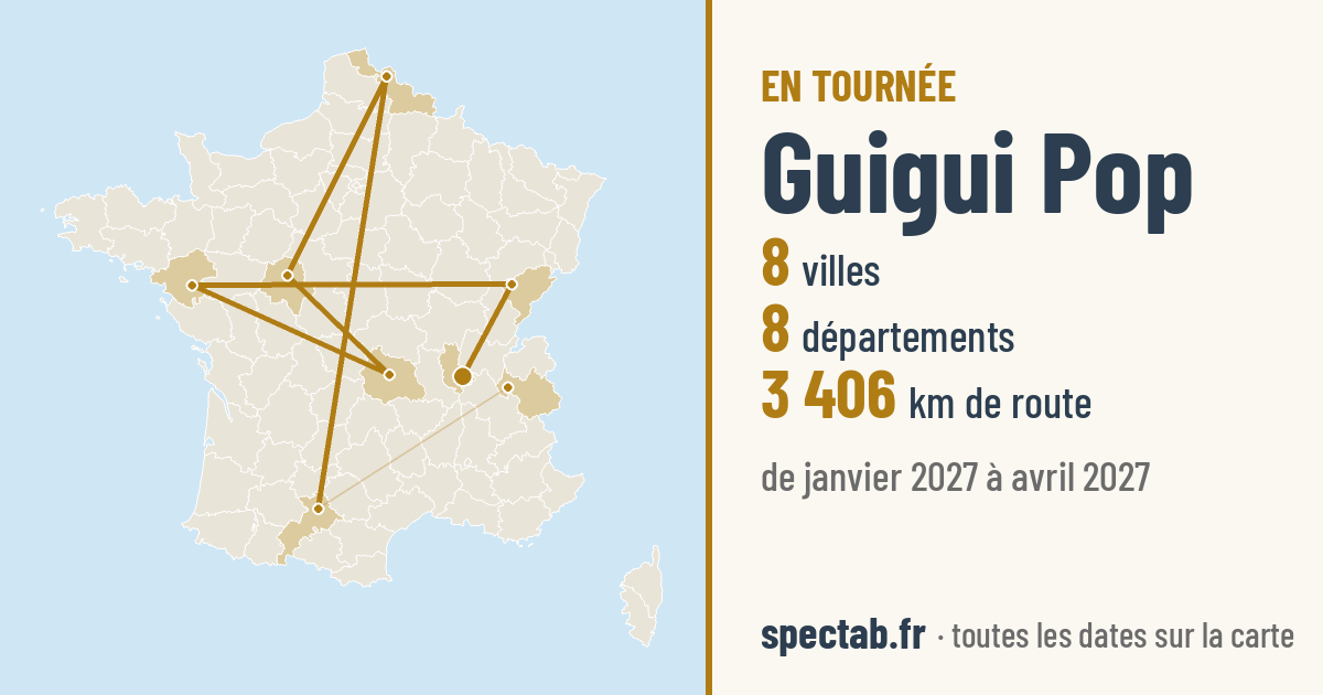 Carte de la tournée de Guigui Pop