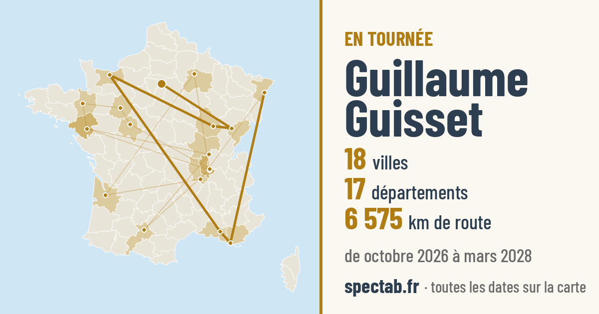 Carte de la tournée de Guillaume Guisset