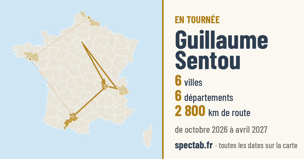 Carte de la tournée de Guillaume Sentou