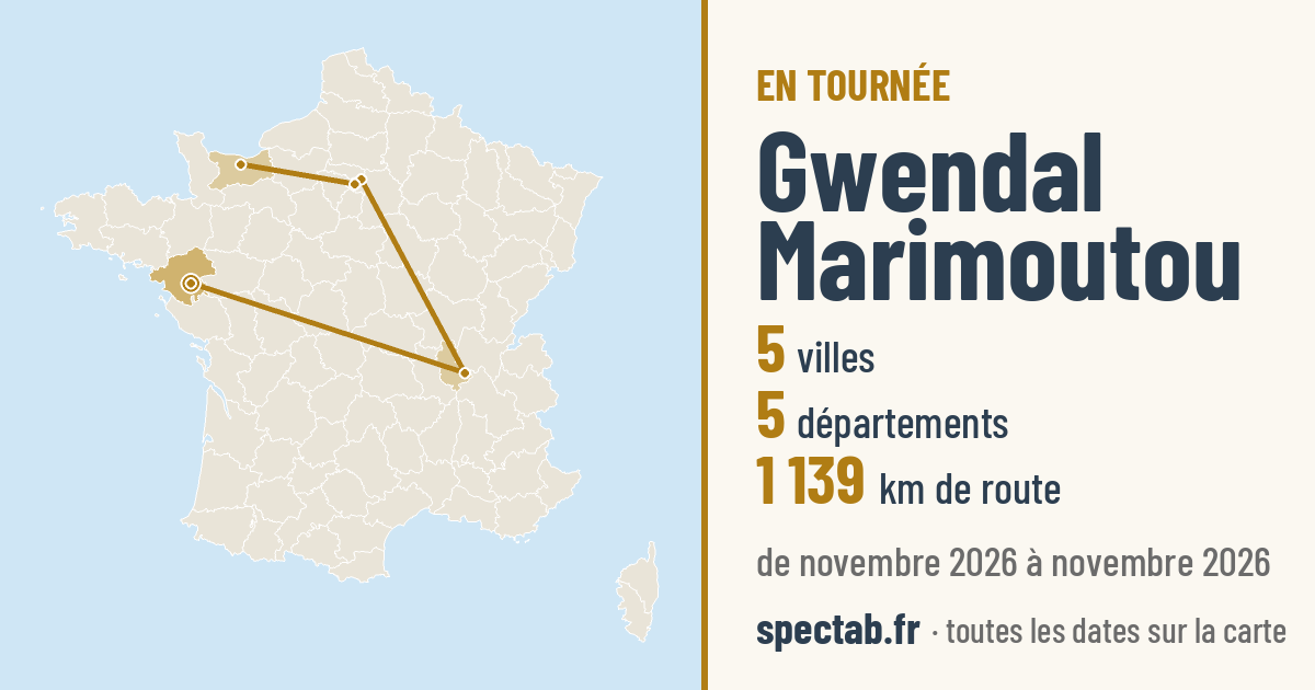 Carte de la tournée de Gwendal Marimoutou
