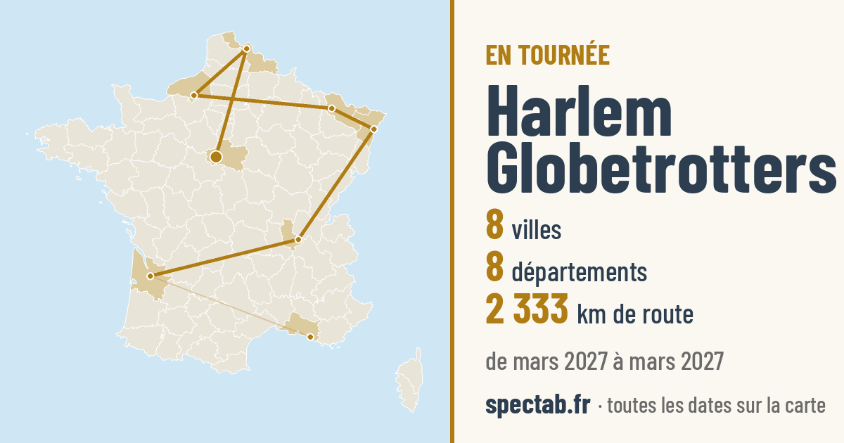 Carte de la tournée de Harlem Globetrotters