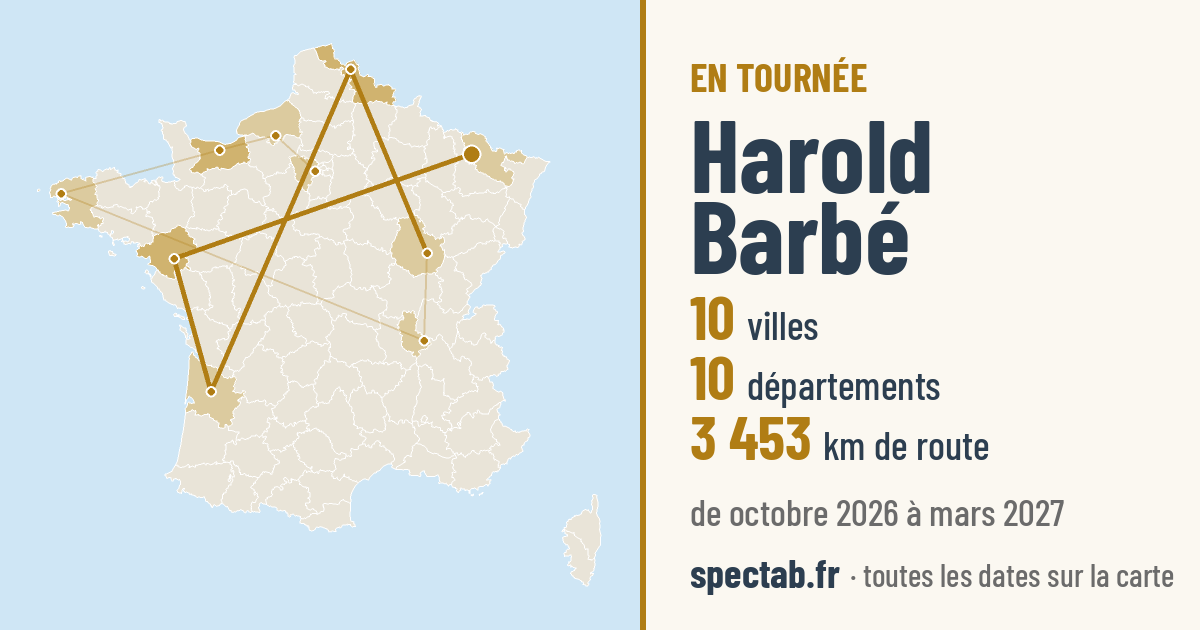 Carte de la tournée de Harold Barbé