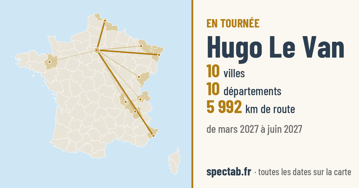 Carte de la tournée de Hugo Le Van