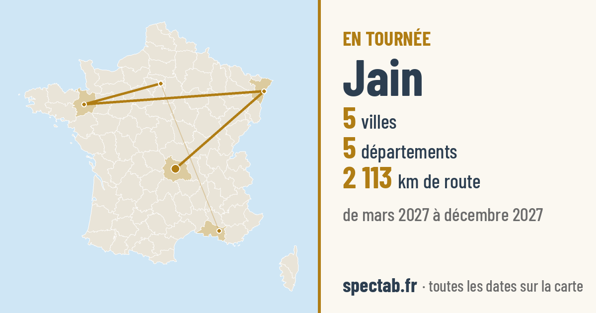 Carte de la tournée de Jain