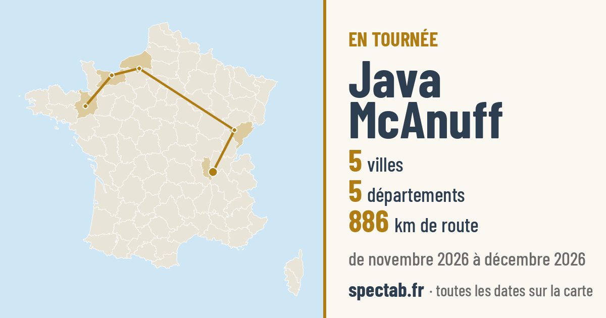 Carte de la tournée de Java McAnuff