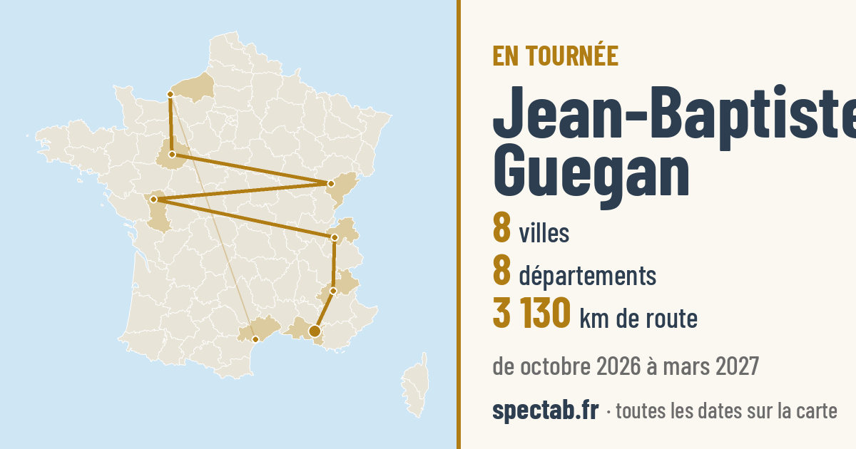 Carte de la tournée de Jean-Baptiste Guegan