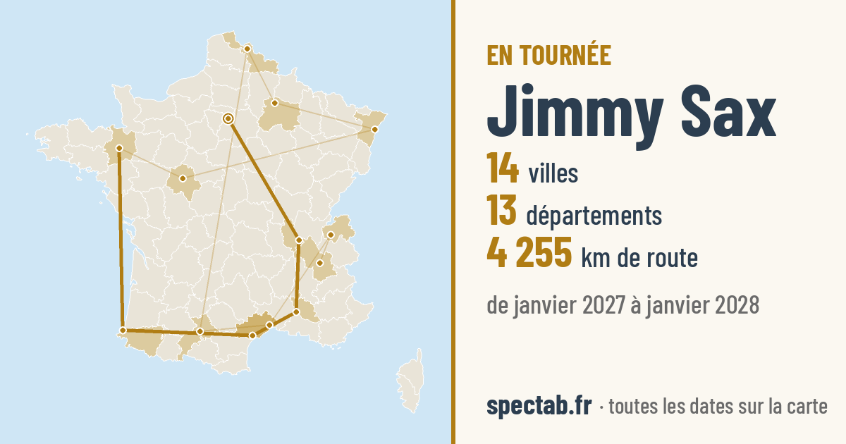 Carte de la tournée de Jimmy Sax