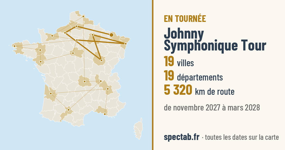 Carte de la tournée de Johnny Symphonique Tour