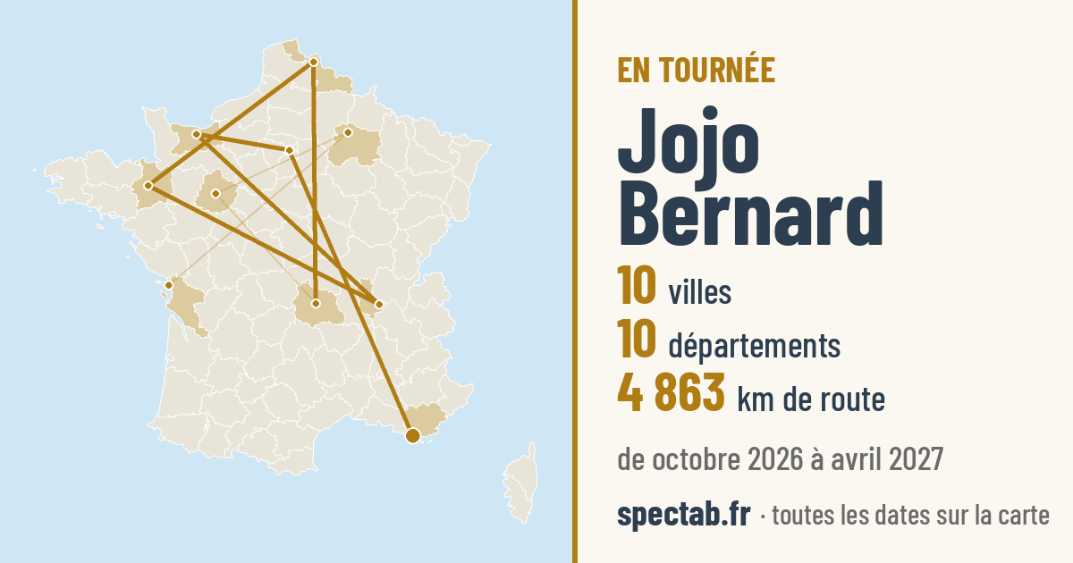 Carte de la tournée de Jojo Bernard